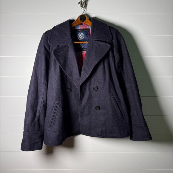 American Eagle AEO Trademark Wool Blend Double Breasted Peacoat XL Deep Navy - Picture 1 of 11
